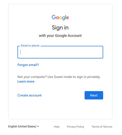 Signing in to Google 